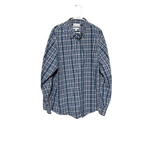 Saddlebred Mens XXL Blue Plaid Classic Fit Long Sleeve Button Down Shirt RN31104